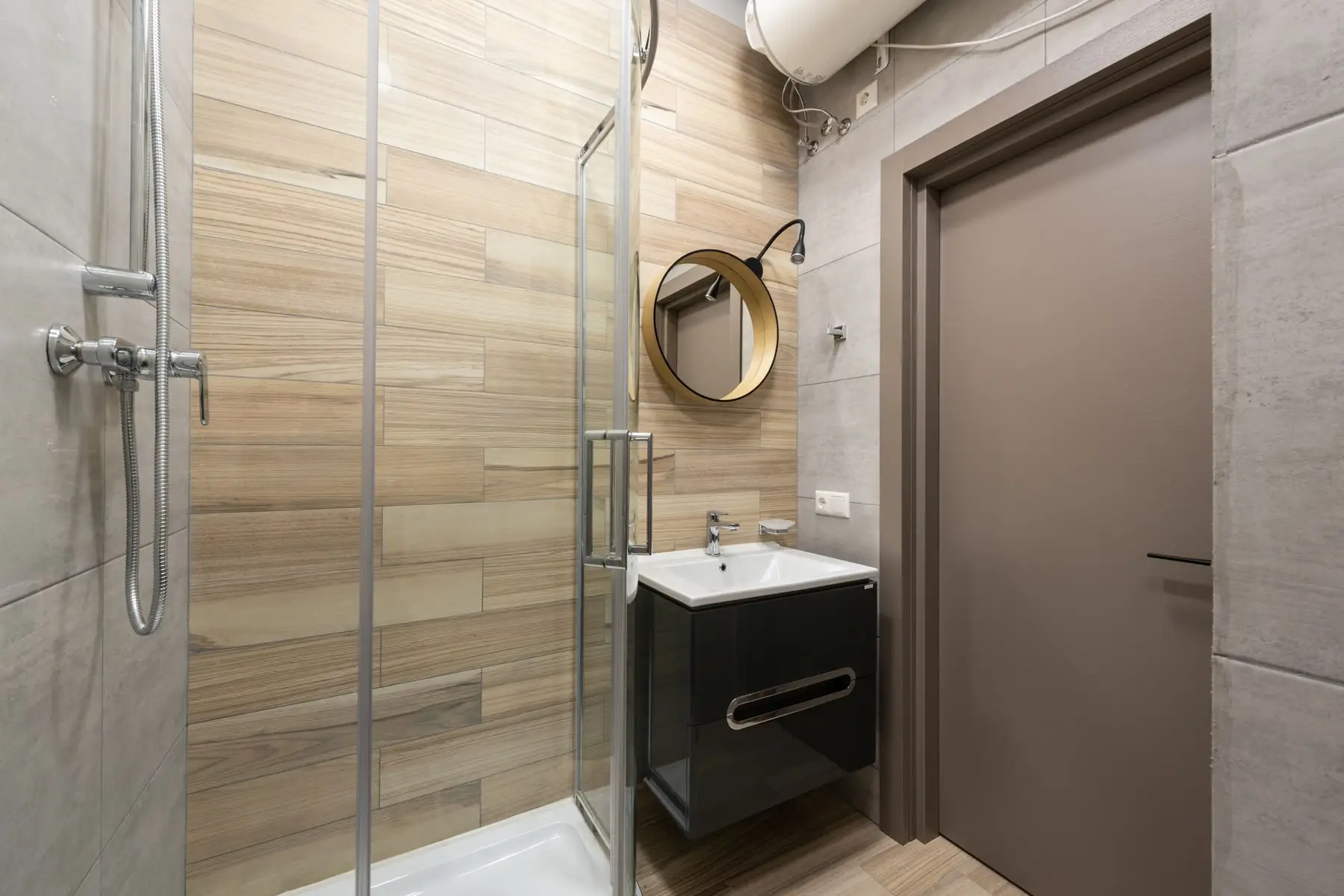 A compact bathroom making full use of a tight footprint